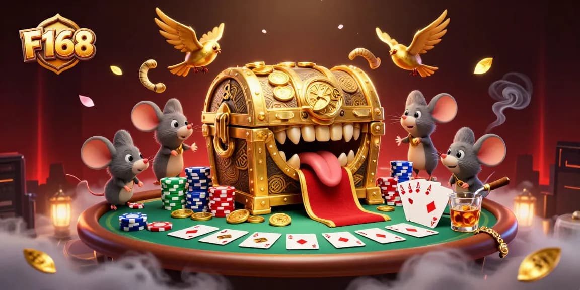 Engage with F168's vibrant gambling world featuring poker elements and adventure.