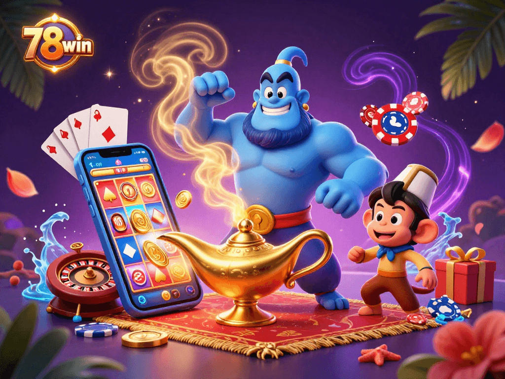 Experience thrilling gaming action at 78win with vibrant slot games and magical casino elements.