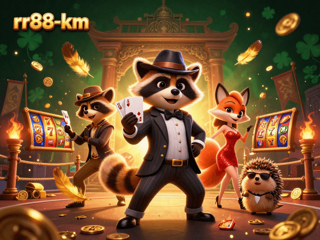 Experience the thrilling action of rr88-km in this vibrant 3D casino scene with captivating characters.