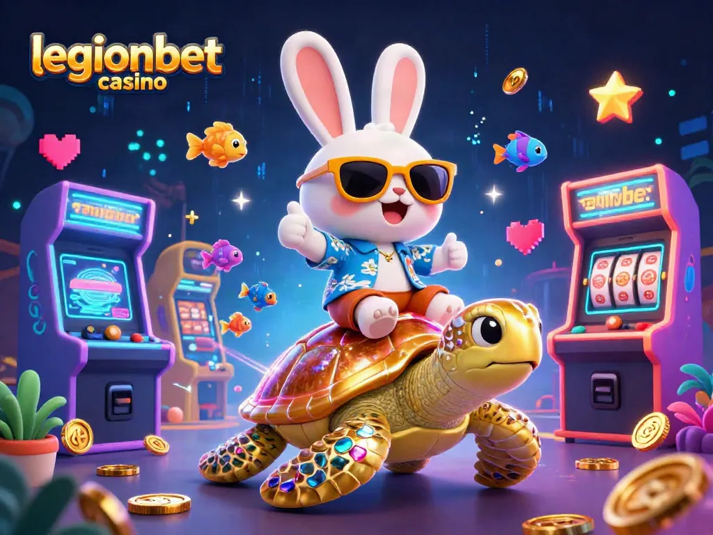 Play exciting games at legionbet casino with a colorful scene of fun characters and vibrant slot elements.