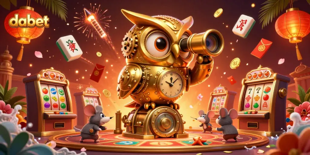dabet captures the excitement of slot machines in a vibrant casino scene, showcasing dynamic jackpot elements.