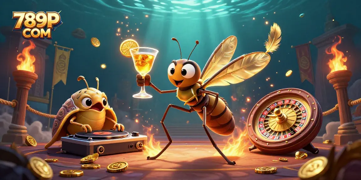 Experience the thrilling ambiance of 789P COM with vibrant casino elements and animated characters.