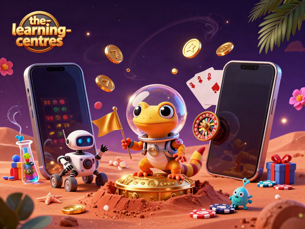 The-learning-centres showcases a Martian gecko uncovering a golden casino on Mars with exciting slot games.
