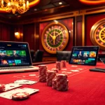 Experience high-stakes action at WW88 with this elegant casino scene showcasing poker tables and roulette.