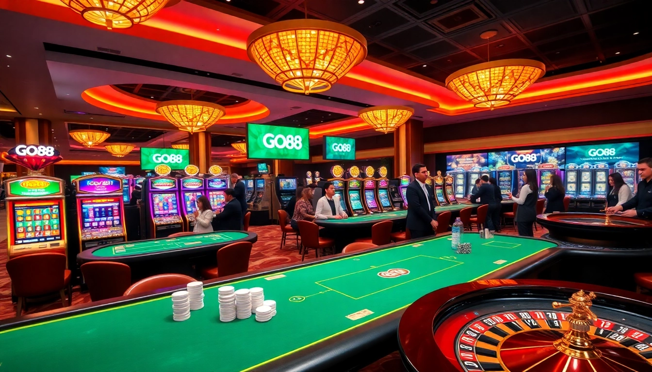 Go88 vibrant casino scene with players engaging in exciting games and promotions.