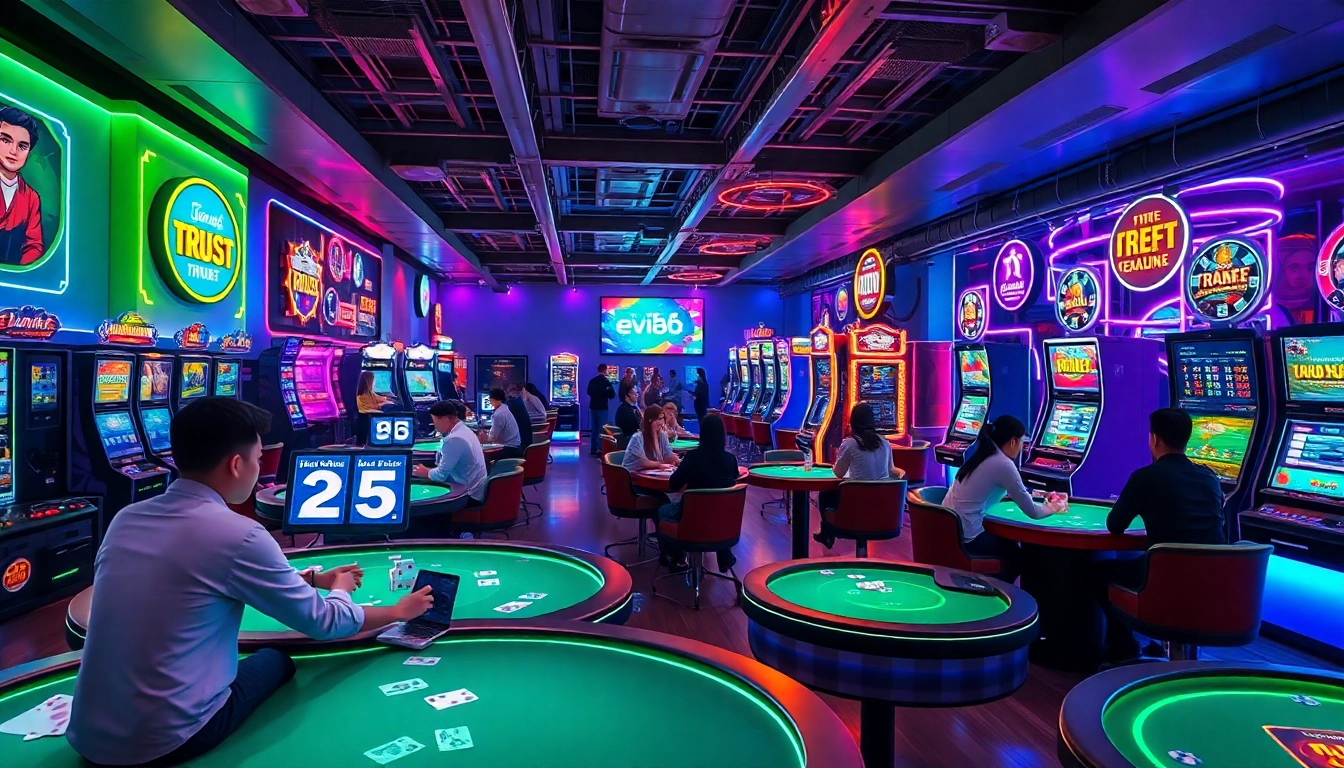 Experience the excitement of online gaming with ev88win.live, featuring vibrant casino tables and engaging players.