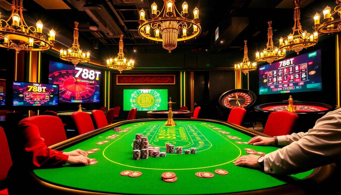 Players strategically betting at a luxurious 788t poker table under dramatic lighting.