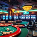 Experience the excitement of online gaming at https://hm88.bike/ with vibrant casino visuals showcasing poker tables and slots.
