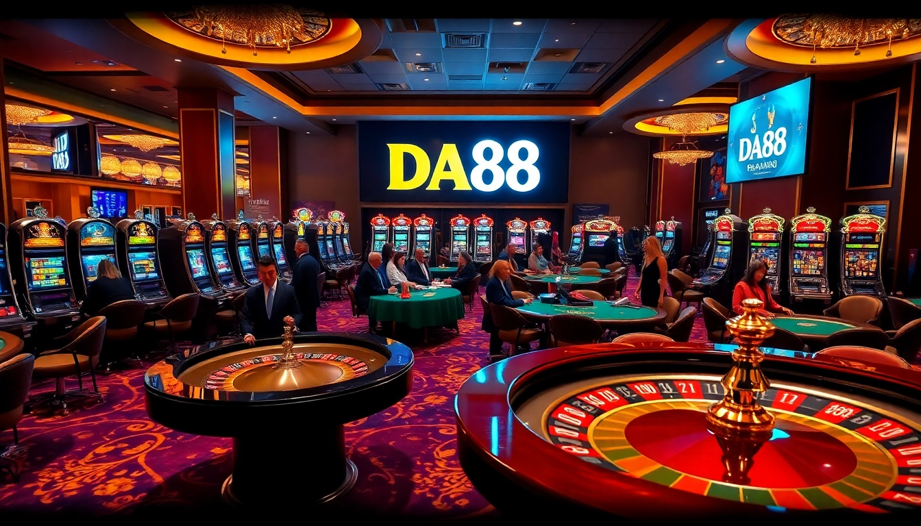 Experience thrilling gameplay at da88 with vibrant casino tables and slot machines.