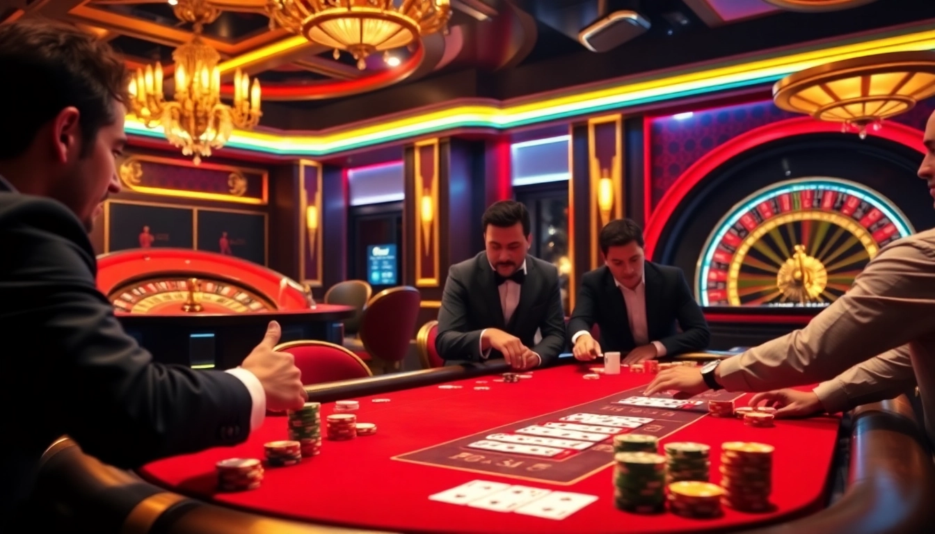 Players enjoying an exhilarating poker game at 789club's luxurious casino.