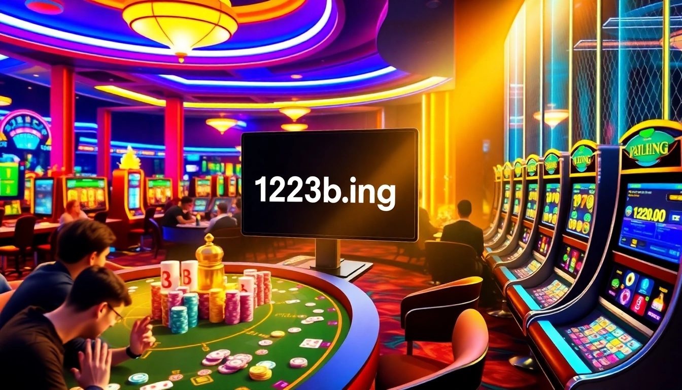 Experience thrilling gambling action at 123b.ing with vibrant casino elements and excitement.