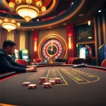A dynamic casino scene at https://red88.hot/ showcasing a thrilling blackjack table and vibrant atmosphere.