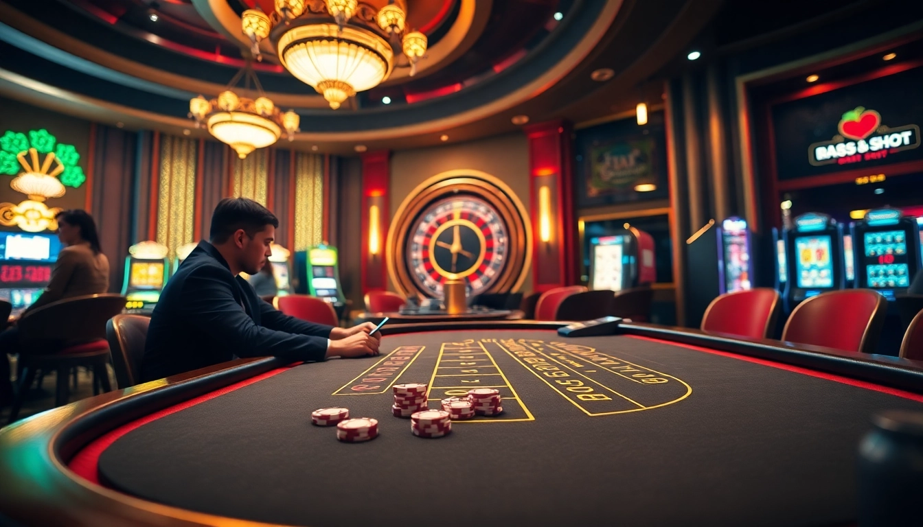 A dynamic casino scene at https://red88.hot/ showcasing a thrilling blackjack table and vibrant atmosphere.
