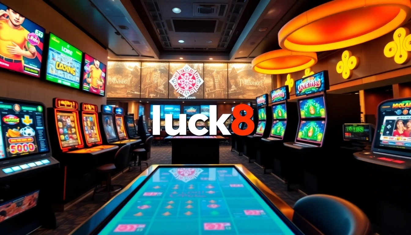 Experience the thrilling world of online gaming at luck8win.live, featuring vibrant casino scenes and engaging gaming options.