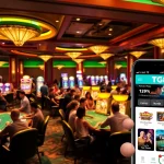 Experience the excitement of gaming with the TG88 app on a vibrant casino floor.
