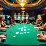 Players enjoying a thrilling game at 789club's luxurious casino table with vibrant poker chips.
