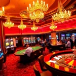 Okwin casino players celebrating a win at a vibrant blackjack table.