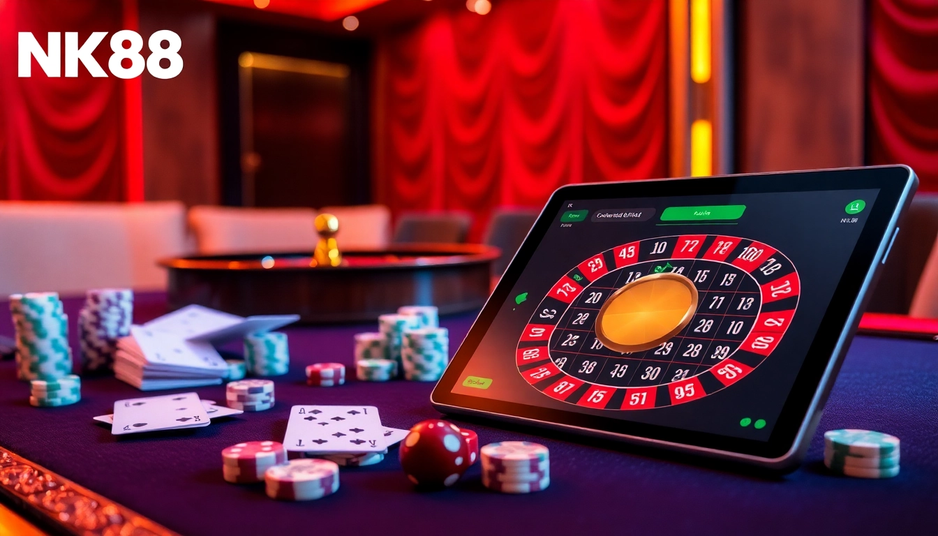 Experience thrilling gameplay at NK88 with professional casino tables and dynamic gaming elements.