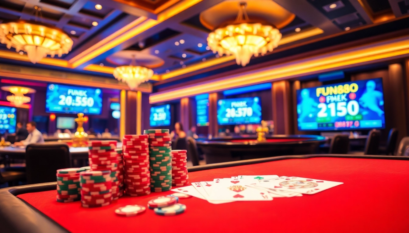 Experience the excitement of fun88 with vibrant poker chips and a dynamic game atmosphere.