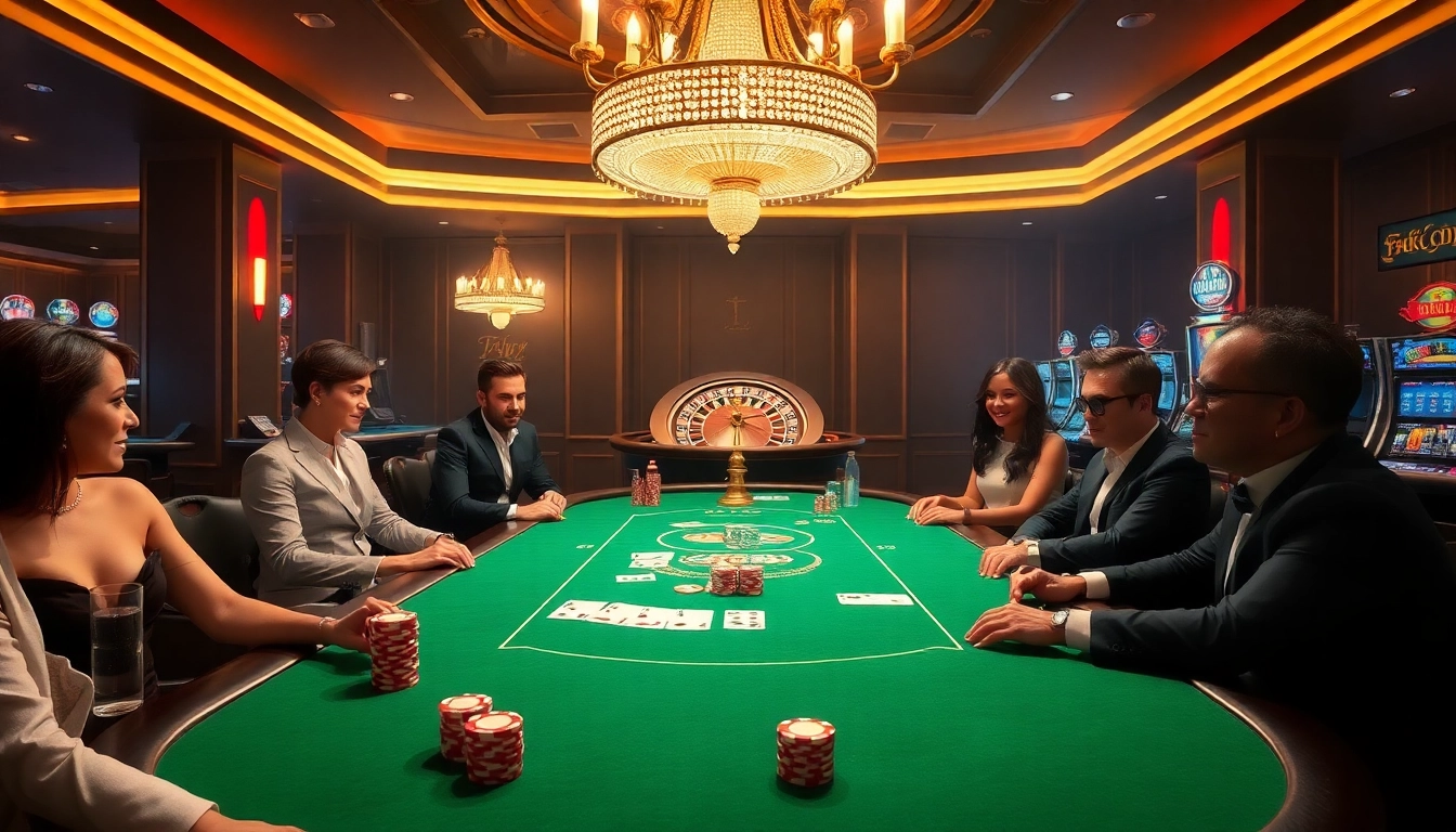 A thrilling poker game in a luxurious casino setting featuring 789P high-stakes chips and exquisite decor.