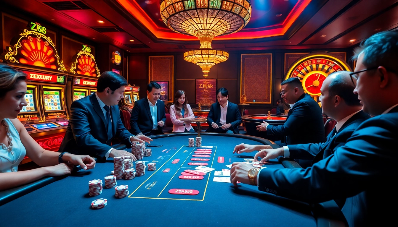 Experience the excitement at ZK88 with professional poker gameplay, vibrant slot machines, and a luxurious atmosphere.